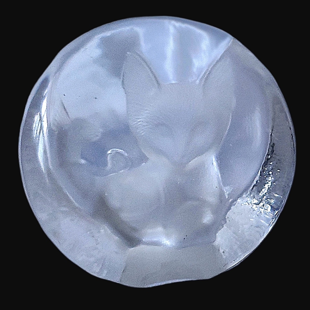 Vintage Crystal Zajecar 24% Lead Glass Cat Paperweight 3.5 "